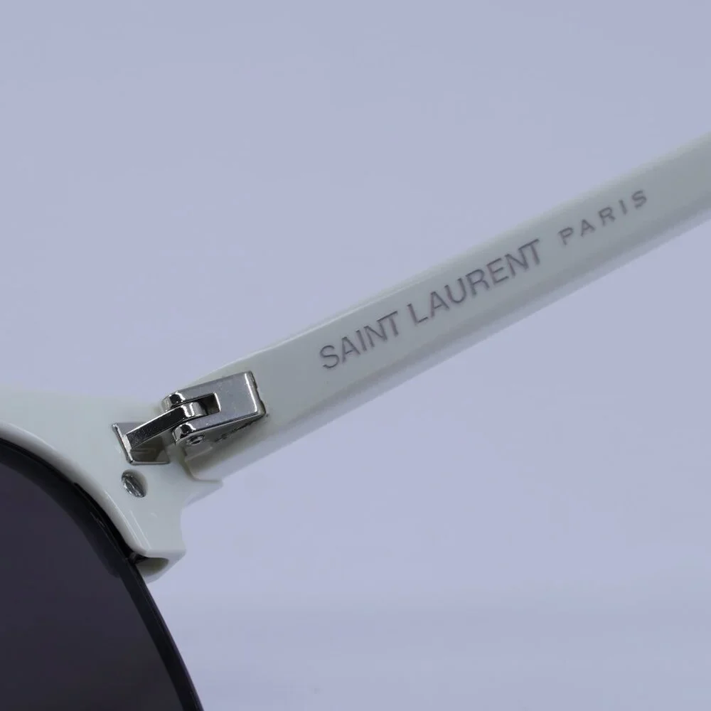 Saint Laurent SL108 011 Sunglasses Ivory Browline Frame, Black Lenses - Picture 9 of 11